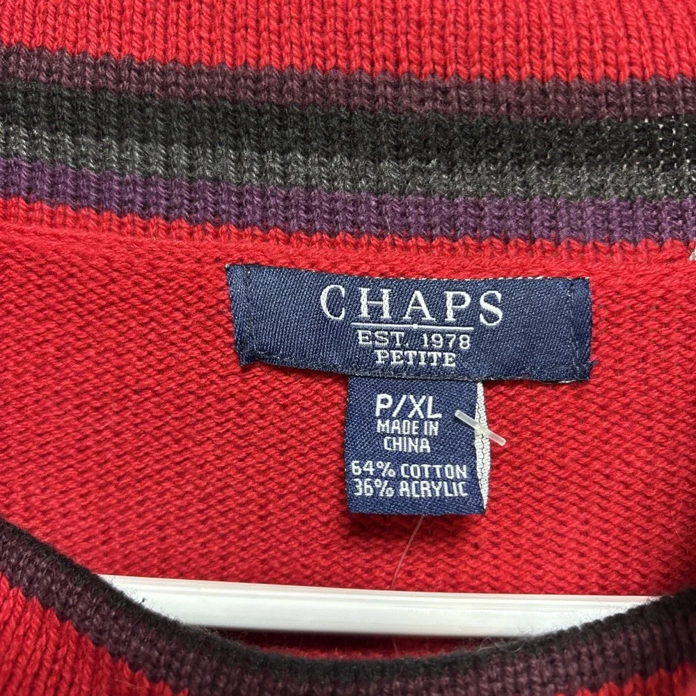 Chaps Ralph Lauren Sweater Womens PXL Red‎ Purple Aztec Southwestern Cowl Neck